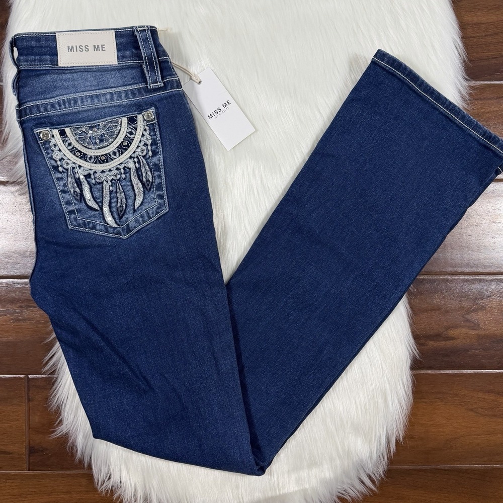 Miss Me Size 27 X 34 Dreamcatcher Embellishedβ Mid Rise Bootcut Denim Jeans